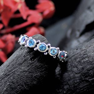 Blue Topaz Ring, Silver Band Ring, Eternity Rings, Promise Ring, Stacking Band Ring, Topaz Gemstone Jewelry, Wedding Ring, MR1021