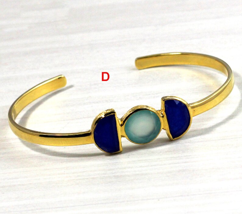 Aqumarine Bracelet,Chalcedony Lapis Gemstone Bangle,925 Sterling Silver Bracelet,Rough Aquamarine Amethyst Cuff,Gold Plated Jewelry