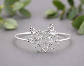 Lion Face Bracelet : Solid 925 Sterling Silver Jewelry