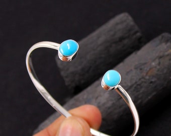 Genuine Sleeping Beauty Turquoise Cuff Bracelet,Adjustable,Handmade Bracelet,Solid 925 Sterling Silver Jewelry,Anniversary Gift,Wedding Gift