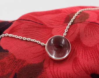 Clear Crystal Quartz Necklace: Sterling Silver Gemstone Pendant