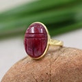 Sterling silverRuby Scarab Ring,Gold Plated 925  jewelry,Unisex Ring,Christmas Gift for Aunt\/Grandmother,Birthday Gift Ring product logo