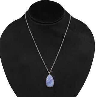 Collana Artigianale In Argento 925 Con Lapislazzuli, Perla, Agata E Granato - Ciondolo A Goccia, Fatto A Mano India