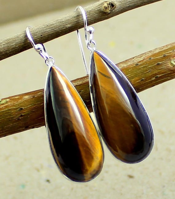 Sterling Silver Teardrop Tigers Eye Earrings Sterling Silver Teardrop Tigers Eye Earrings