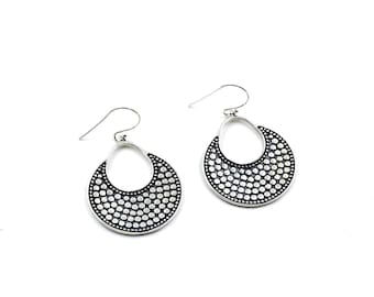 Plain Silver Drop Dangle Oxidized Earring: 925 Sterling Silver