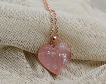 Rose Quartz Heart Necklace - Etsy Australia
