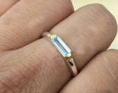 Exquisite Two Tone Blue Topaz Ring,Long baguette Gemstone 925 sterling silver jewelry,Promise Ring,Proposal Ring,Wedding Gift,Christmas Gift