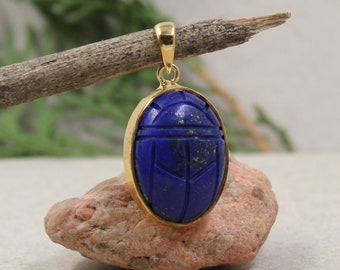 Sterling silverLapis Lazuli Scarab Pendant, 925  jewelry,Unisex Pendant,Christmas Gift for Aunt/Grandmother,Birthday Gift Pendant ETR1079