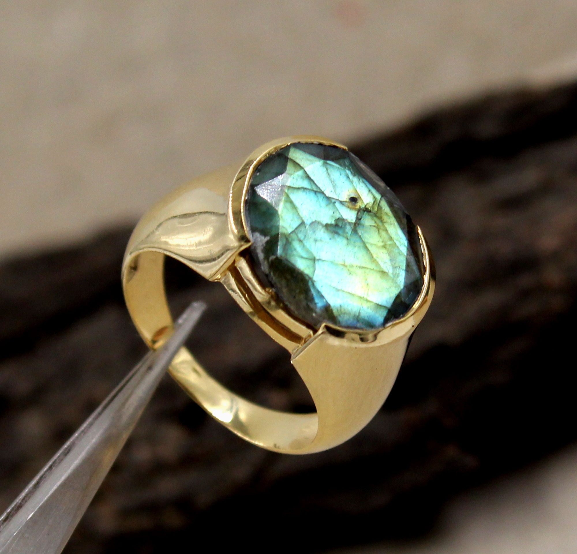 Labradorite Gemstone Mens Ring Oval Ring 925 Silver Ring Etsy