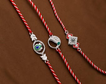 Red Thread Spiritual Rakhi Adjustable Bracelet: Solid 925 Sterling Silver