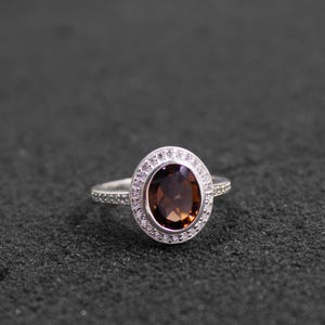 Smoky Quartz Ring: Oval Gemstone, Solid Sterling Silver