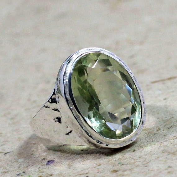 Sterling Silver Raw Gemstone Hand Hammered Ring Sterling Silver Raw Gemstone Hand Hammered Ring