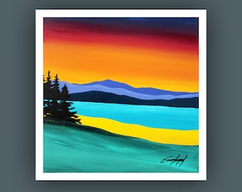 Fine Art Prints, Contemporary art, Square Prints, Abstract Landscape Painting, Modern Art Prints, Giclee Print, Mountain Painting