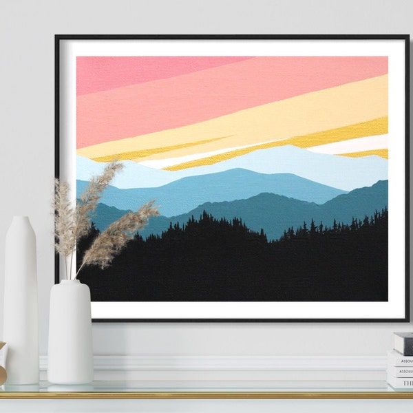 Fine Art Prints, Contemporary art, Abstract Mountain Painting,  Modern Art Prints, Giclee Print, Abstract Landscape Painting
