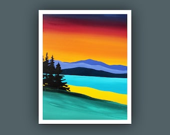 Fine Art Prints, Contemporary art, Abstract Mountain Painting,  Modern Art Prints, Giclee Print, Abstract Landscape Painting