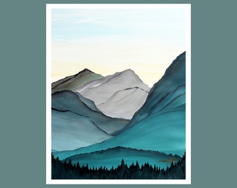 Fine Art Prints, Contemporary art, Abstract Mountain Painting,  Modern Art Prints, Giclee Print, Abstract Landscape Painting