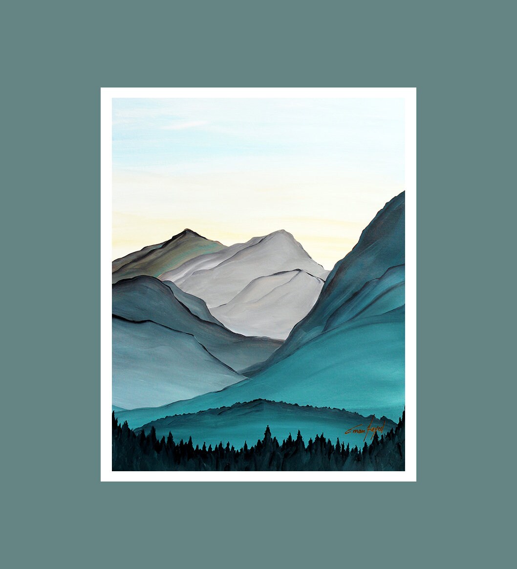 Fine Art Prints Contemporary Art Abstract Mountain Painting Etsy
