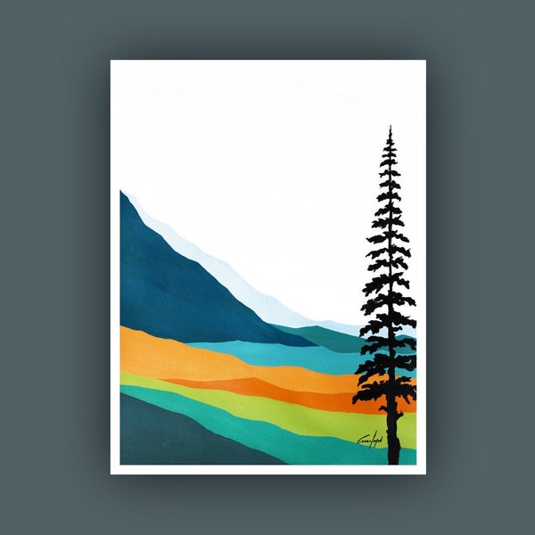 Abstract Mountain Art Etsy