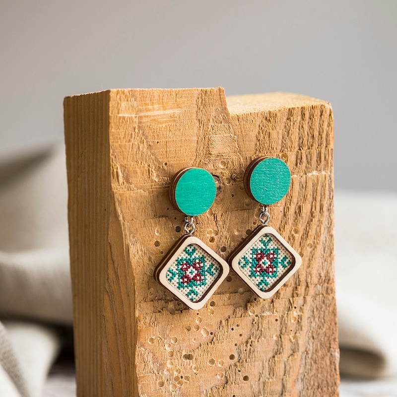 Beaded Embroidered earrings main image 1