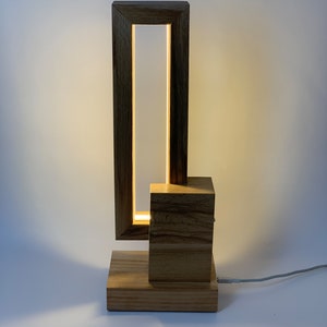 Lampe de table décorative pour les amoureux du bois. Lampe de table en bois, pour lampe en bois naturel pour bureau, lampe en bois de lecture de livre, lampe de bureau. image 6