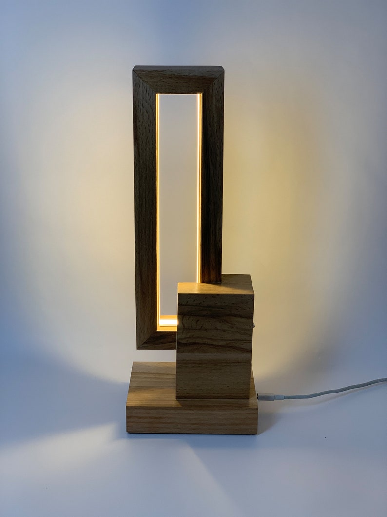Lampe de table décorative pour les amoureux du bois. Lampe de table en bois, pour lampe en bois naturel pour bureau, lampe en bois de lecture de livre, lampe de bureau. image 6