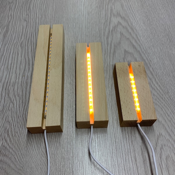 Rechteck LED Nachtlichter Holzsockel Lampe DIY Harz Handwerk Dekoration Tischlampe Display Warmes Licht