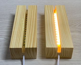 Socle d'affichage LED en bois – Lampe alimentée par USB