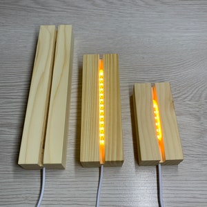 Rectangle LED Night Lights Wooden Base Lamp DIY Resin Crafts Home Decoration Table Lamp Display Warm Light