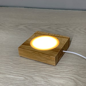 Square LED Light Wooden Base Lamp  with circle in center for epoxy resin crafts.