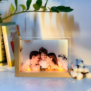 Placa de acrílico personalizada con foto para regalo. Soporte de madera, regalo para pareja, regalo con foto para familia, regalo de boda,