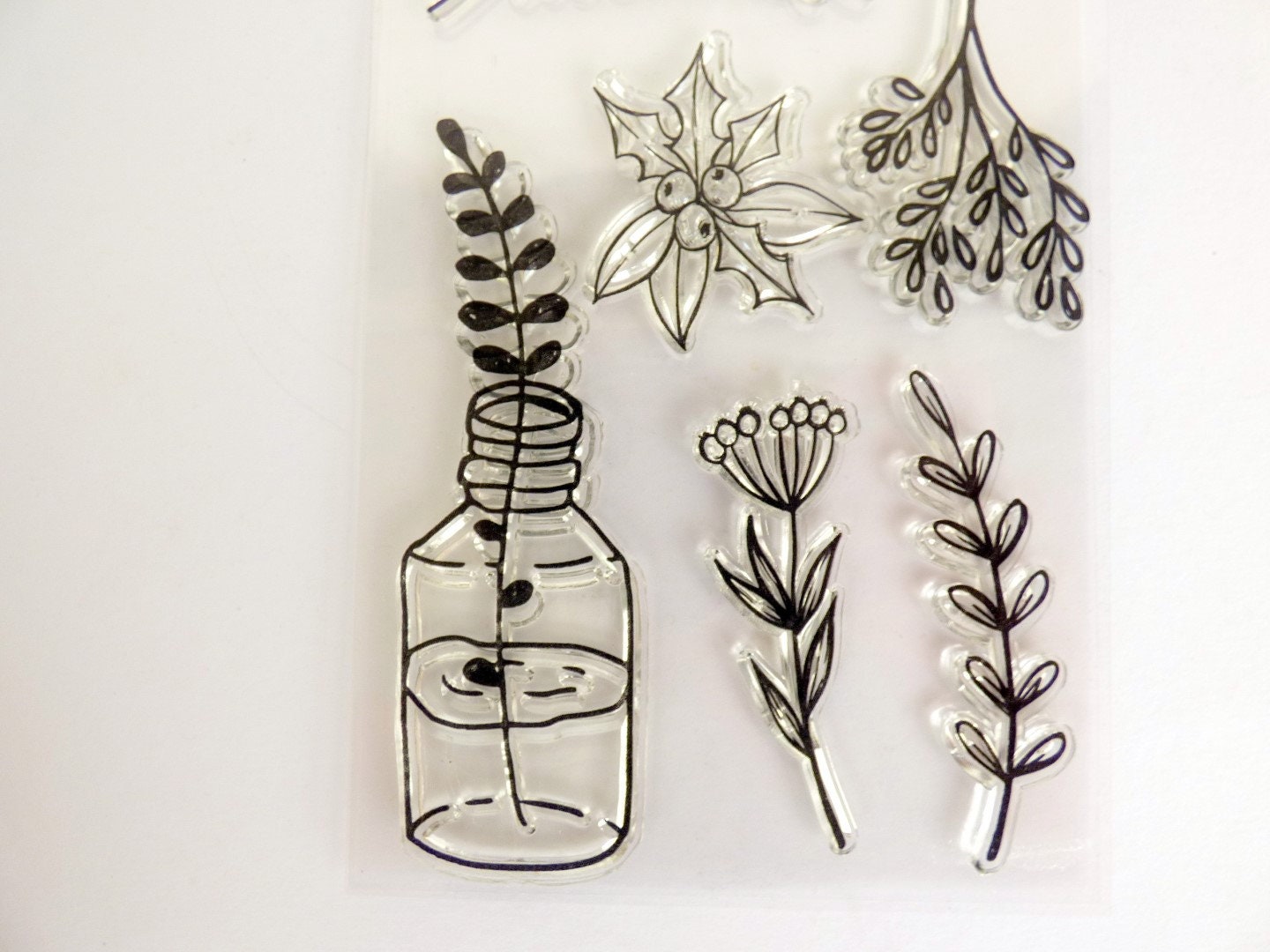 Plant Stamps Clear Stamp Set Botanical Stamps Transparent Etsy