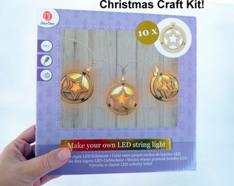 Kerst LED-verlichting, MDF String Light Kit, DIY kerstverlichting, Star kerstverlichting, Wood X-mas Garland, X-mas Light Decor
