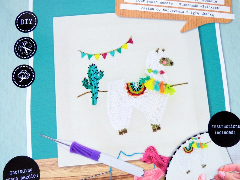 Llama Punch Needle Embroidery Kit Punch Needle Craft Kit Etsy