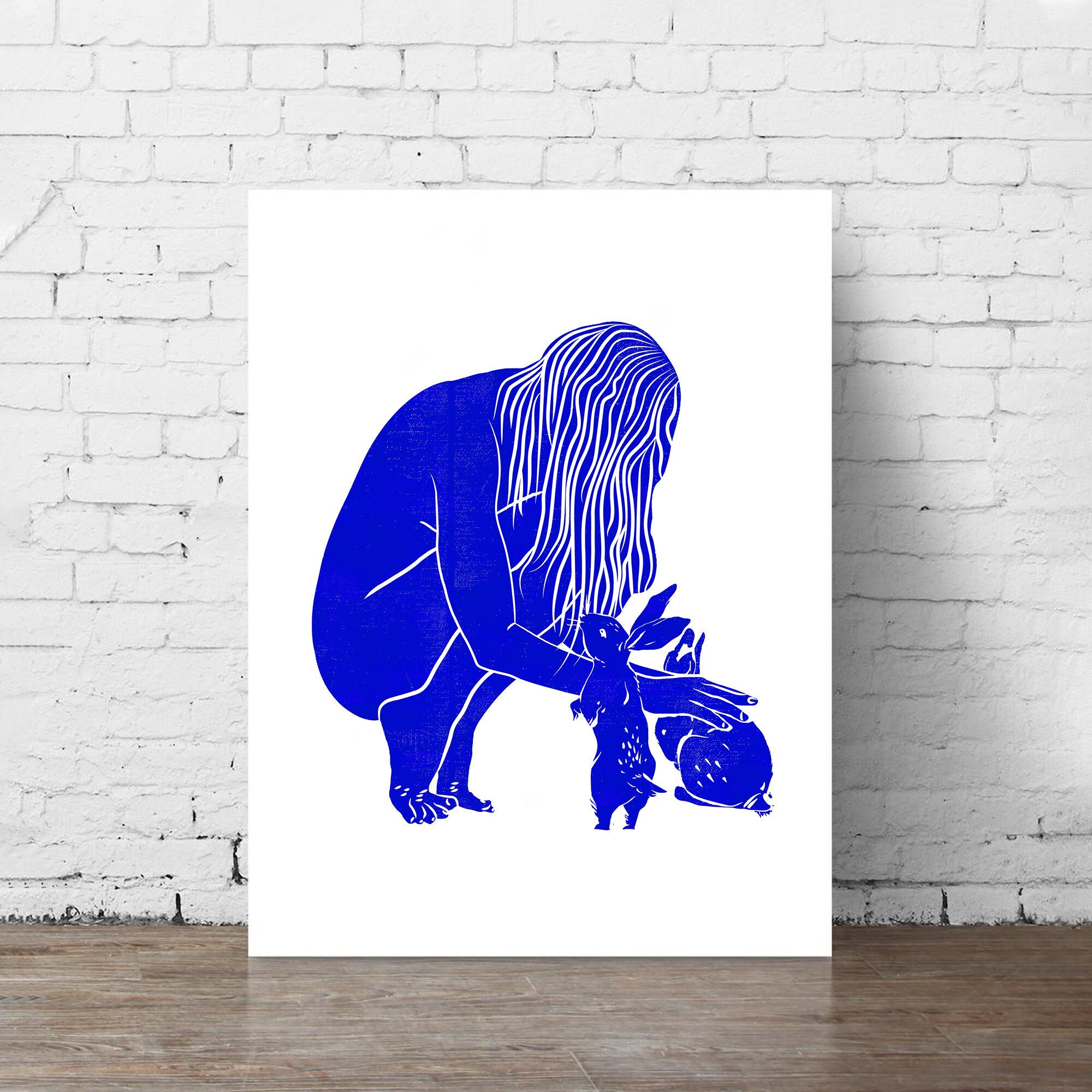 Nature Child Original Linocut Print Artybymartie Female - Etsy Nederland