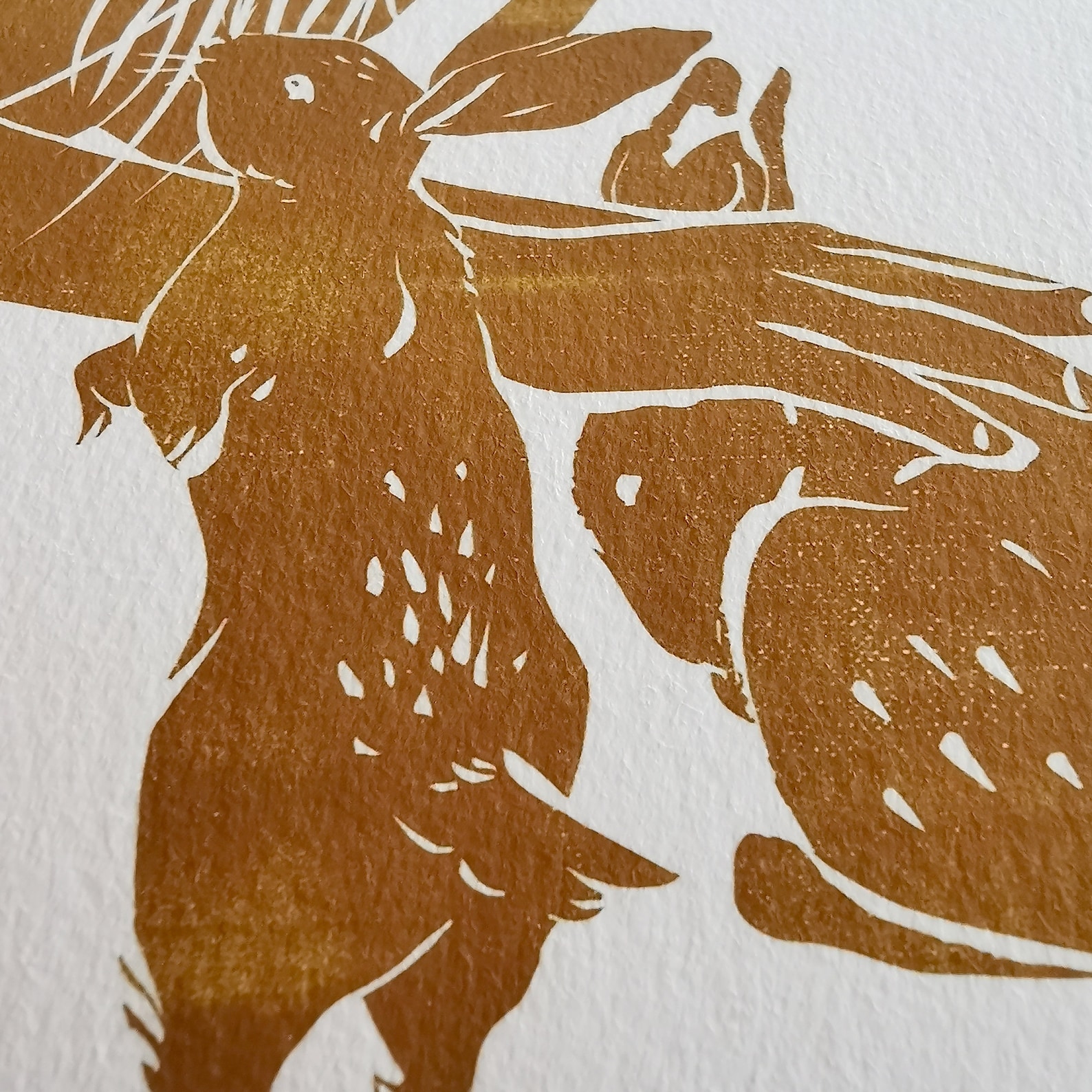Nature Child Original Linocut Print | Artybymarty | Female With Bunnies ...