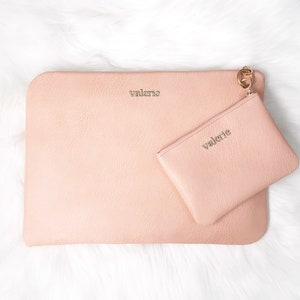 Personalized Vegan Leather Laptop Sleeve with Accessories Pouch