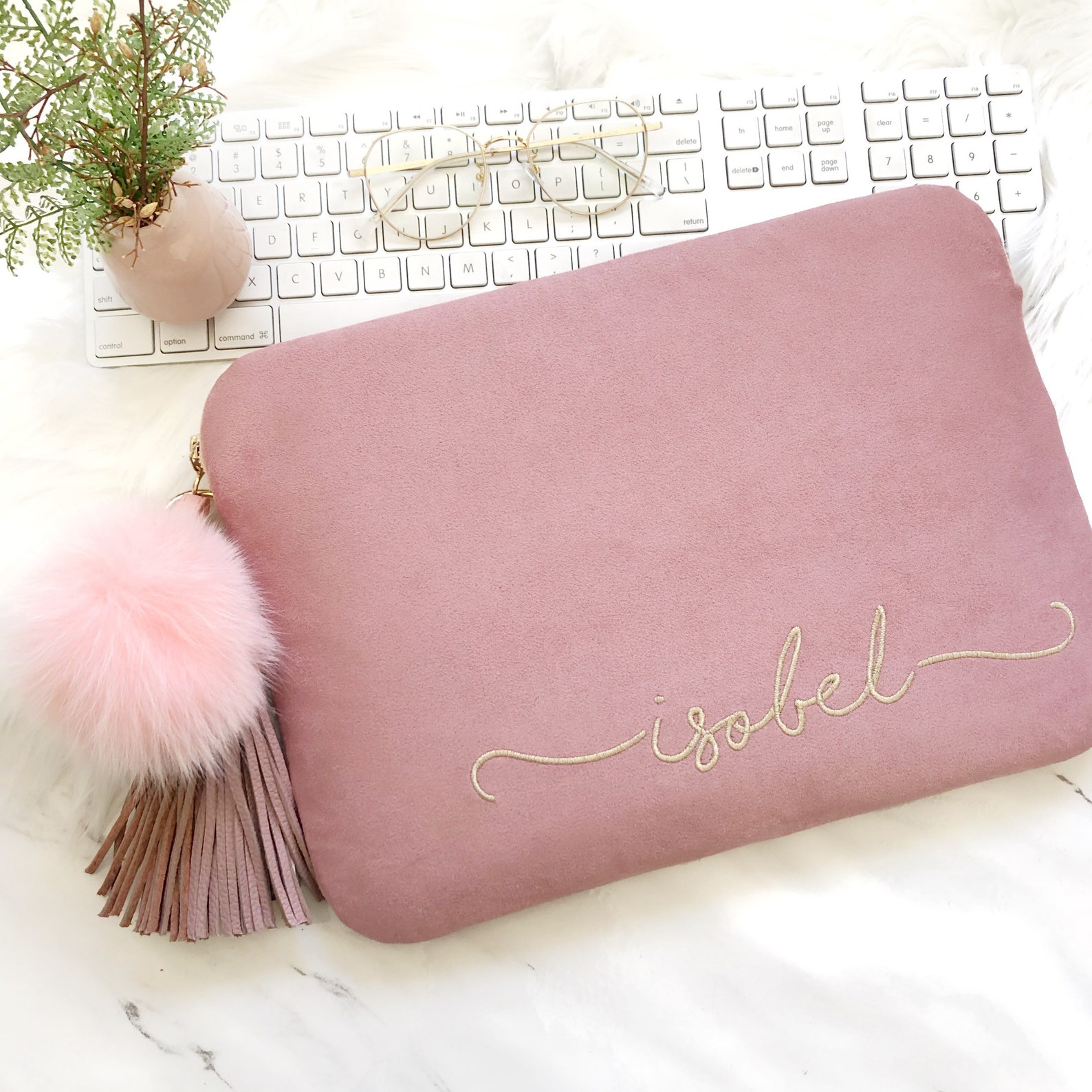 Personalized Embroidery Pink Laptop Case 13 Inch 15 Inch Etsy
