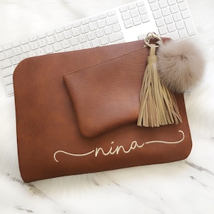 Macbook Air 13 Sleeve/ Macbook Pro 14 Sleeve/ 14 inch Leather Sleeve/ Laptop Case 15.6/16 inch with Accessories Bag -Personalized- All Size.