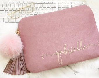Personalized Embroidery Pink Macbook Air Case 13 Inch, 14" Macbook Pro, 13"/14"/15.6" Laptop Sleeve, Macbook Pro 13 Inch Case - All Sizes
