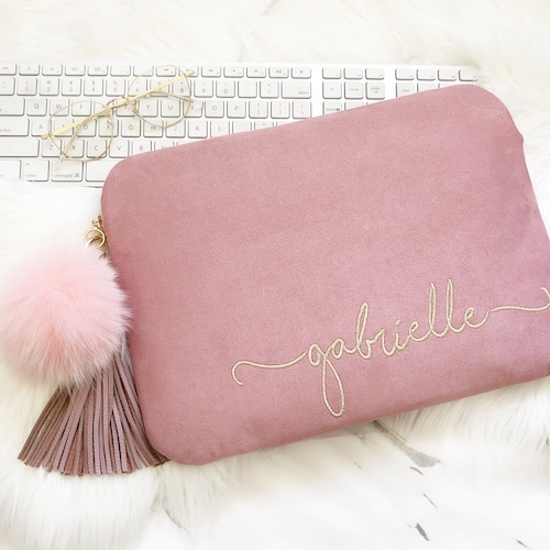 pink fluffy laptop case