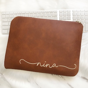 13 Inch Laptop Case/ Macbook M2 Case/ Macbook Air 15 Leather Sleeve/ 14 Inch Laptop Case/ Macbook Pro Case- Embroidery Personalized-All Size