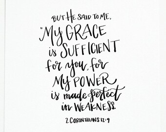 2 Corinthians 12:9 Bible Verse Print | My grace is sufficient for you | 8x10 | Scripture Wall Art