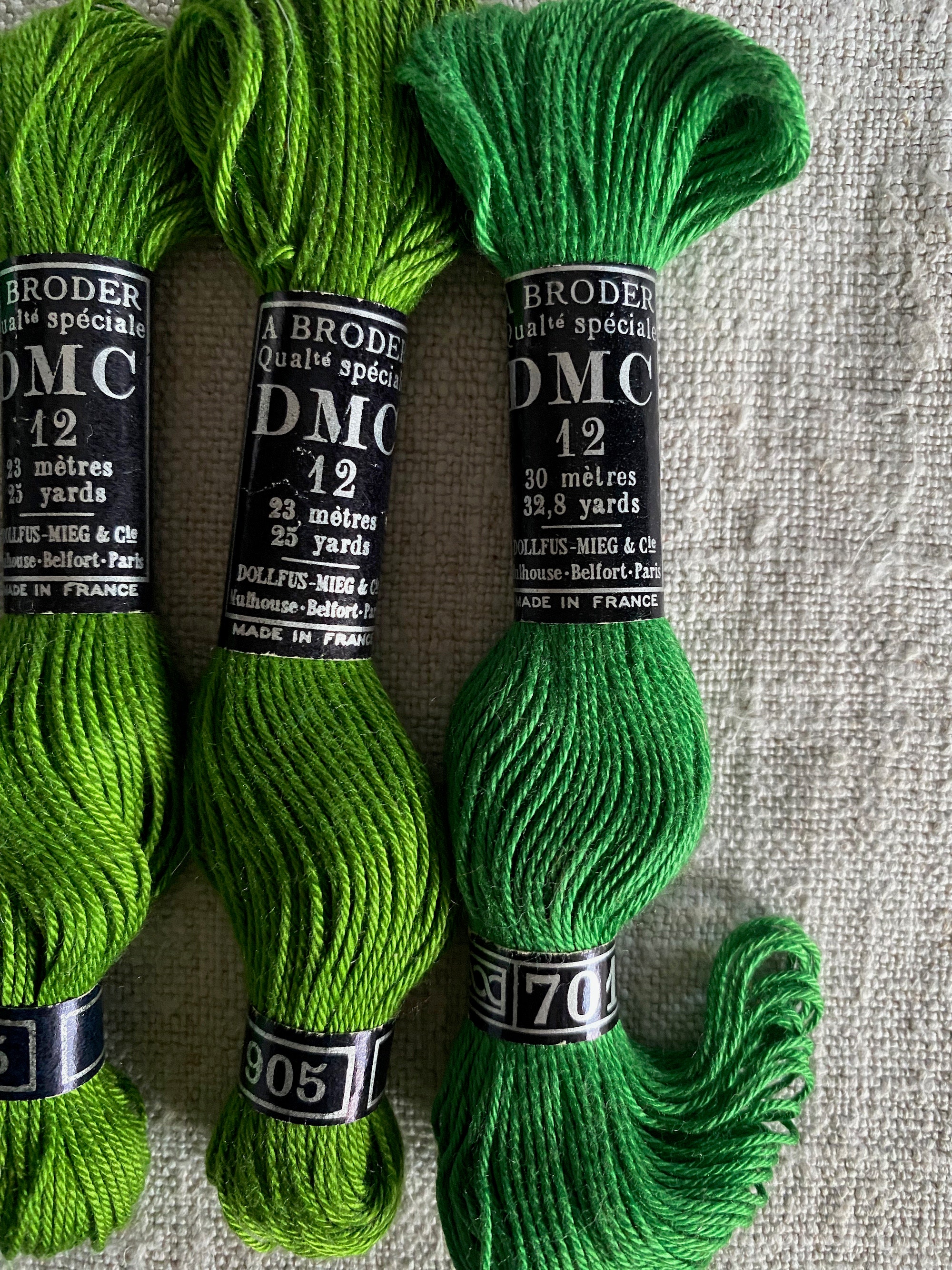 086 Thread Embroidery Four Skeins of Vintage DMC 12 Cotton a Broder Embroidery Thread Shades ...