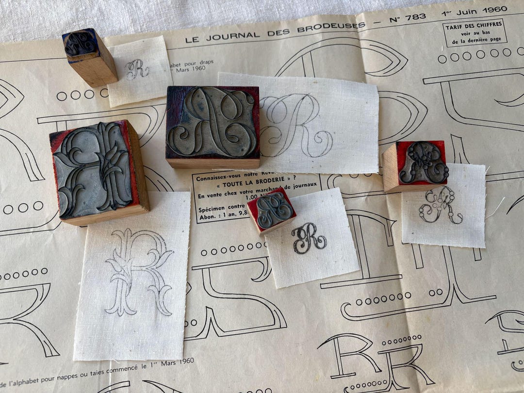 Stamp Letter R Antique French Monogram Letter R Embroidery Pattern Stamp Your Choice ...