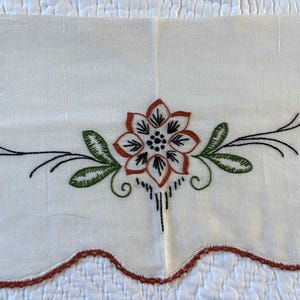A Vintage Swedish Hand Embroidered Curtain Valance