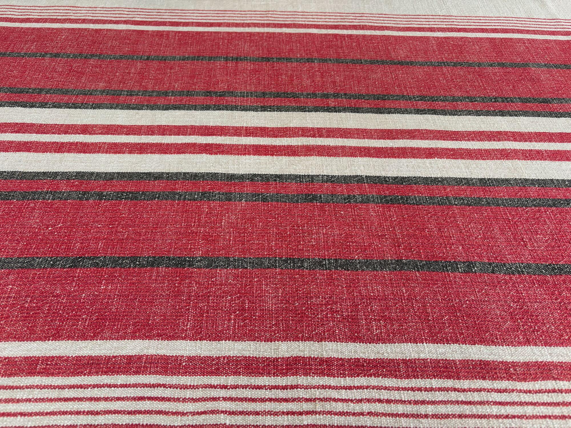 スウェーデン　リネン 手織りテーブルクロス(大)　伝統織り　ヴィンテージ 大きくて美しいヴィンテージスウェーデン製手織りリネン長方形テーブル