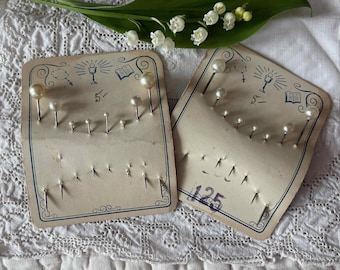 An Original Card of 8 Vintage French Faux Pearl Pins