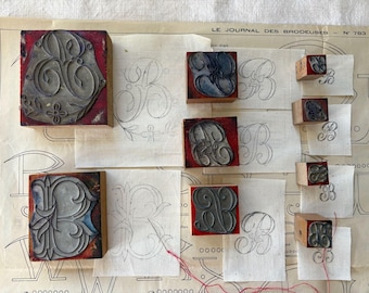Antique French Monogram Letter B Embroidery Pattern Stamp Your Choice of Size and Font