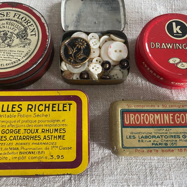 A Vintage Tin filled with 100 Vintage French Mother of Pearl Buttons