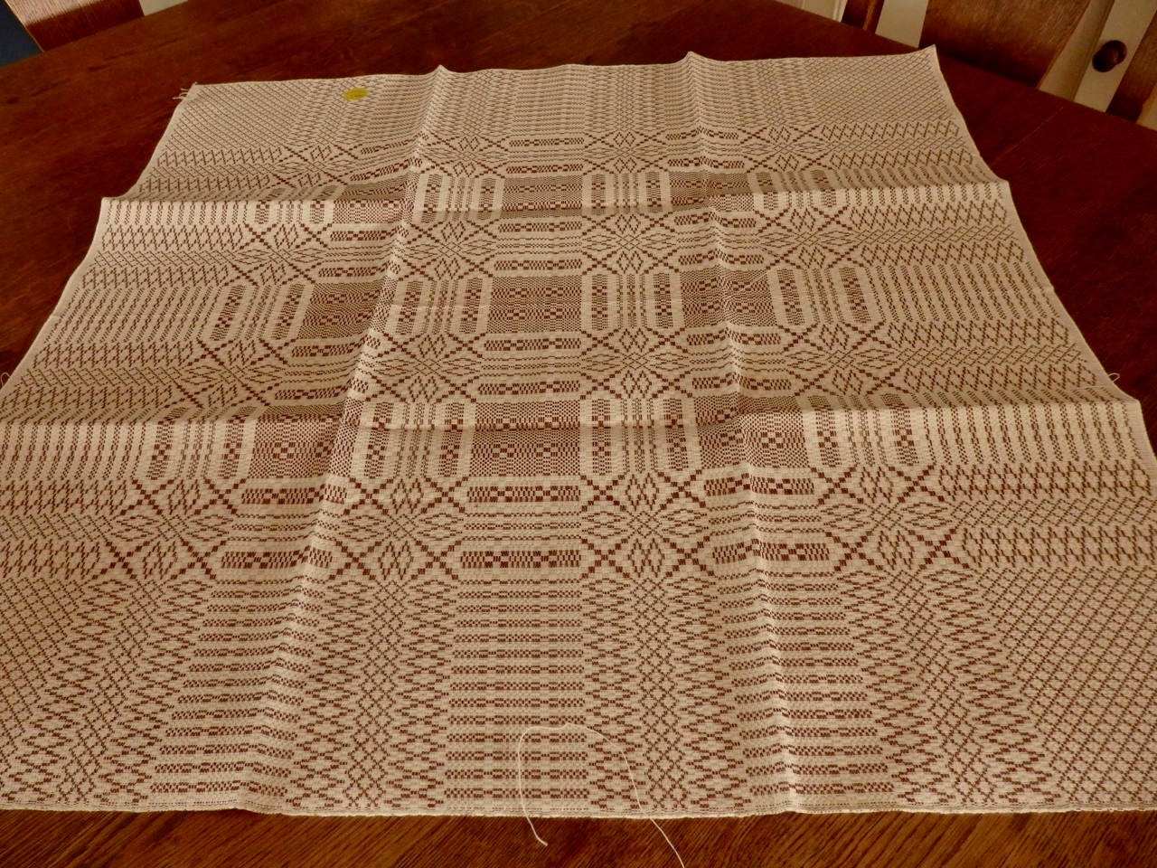 Vintage Swedish Woven Fabric Textile Square Tablecloth Unused